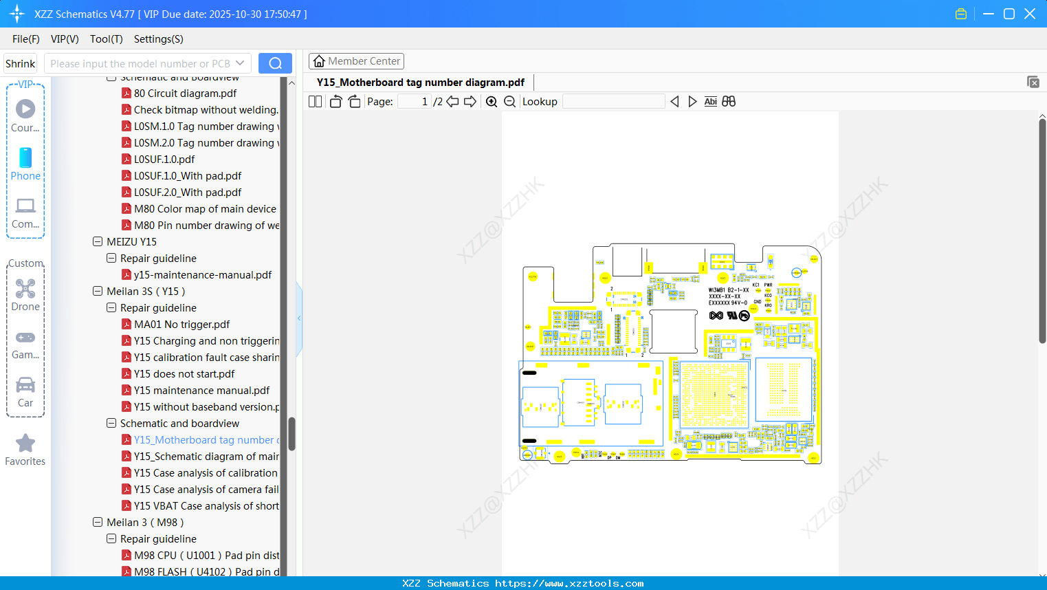 Meizu Y15_Motherboard Tag Number Diagram